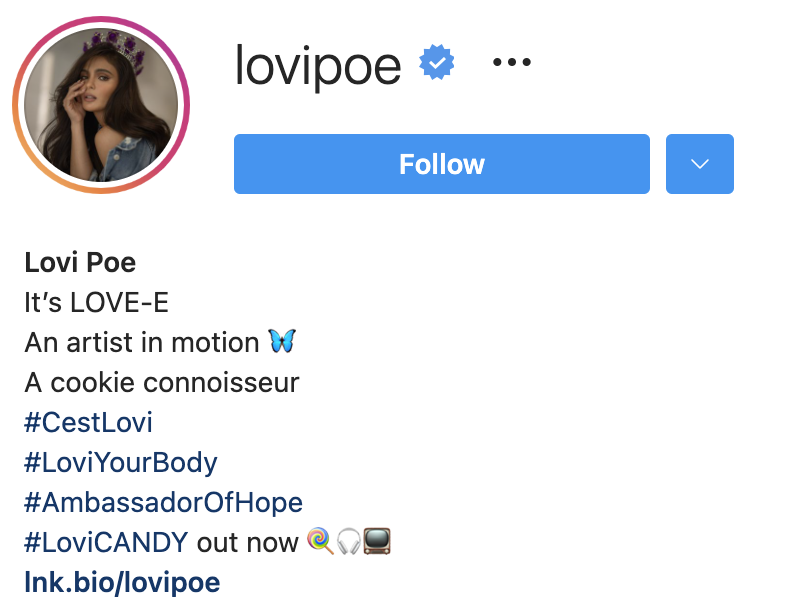 Lovi Poe Instagram Bio