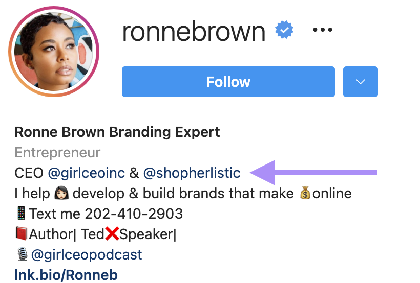 Ronne Brown Instagram Bio