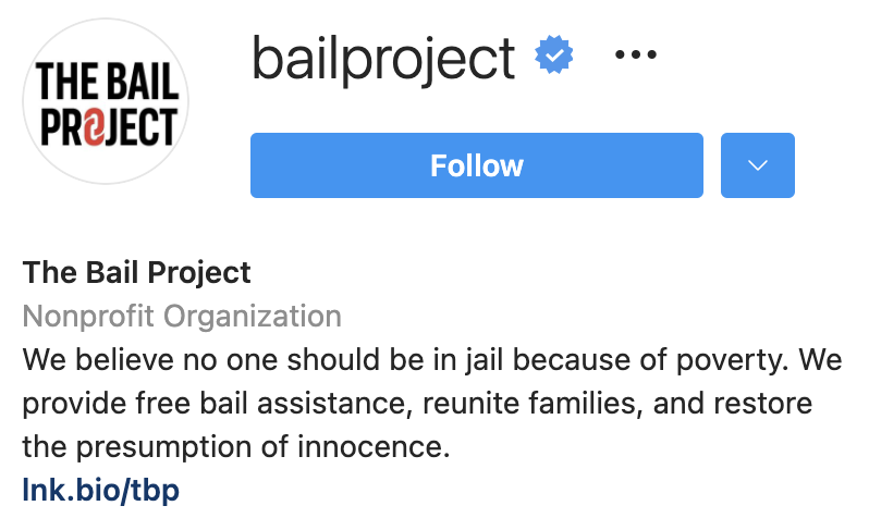 Bail Project Instagram Bio